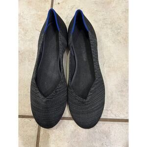 Rothys Black Heathered The Flat Ballet Flats Round Toe Sz 10.5 Slip On